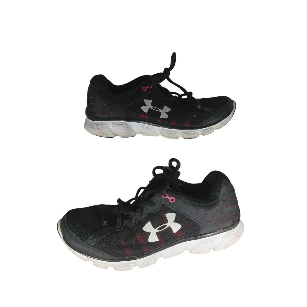 Under Armour Micro G Assert 6 Running Shoes 7.5 Black Pink Athletic‎ Sneakers